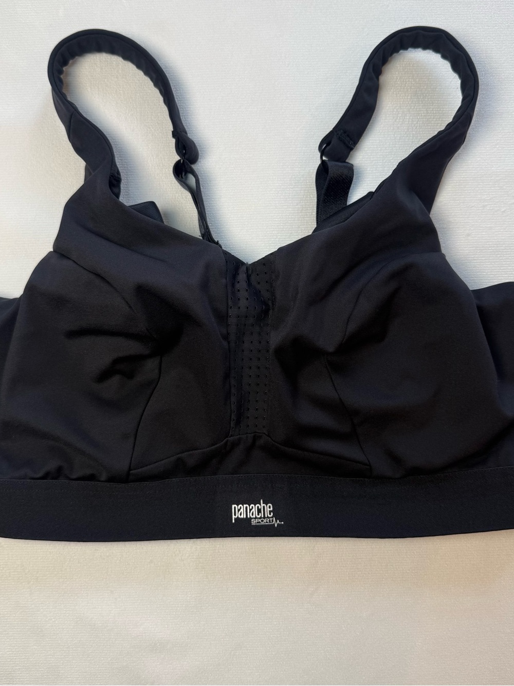 Panache Black Wireless Sports Bra with Adjustable Straps. 36F